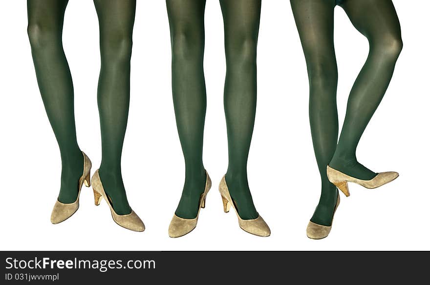 Studio photo of the female legs in colorful tights