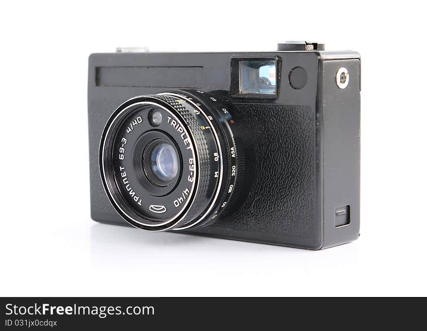 Retro camera on white background