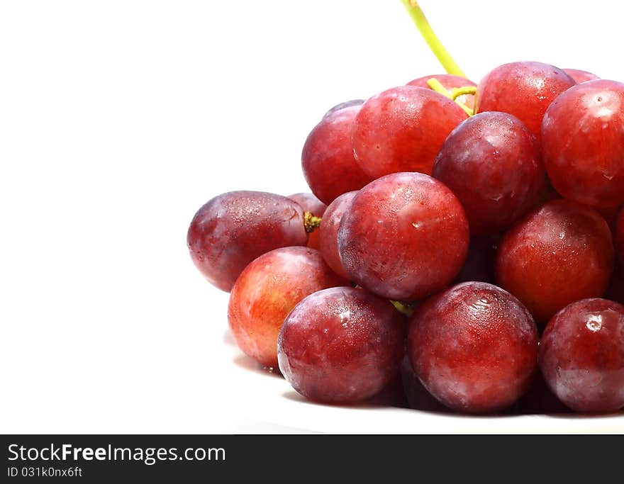 Fresh grapes on white background