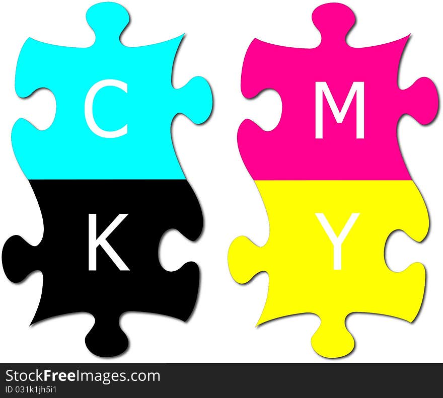 puzzle with letters cmyk