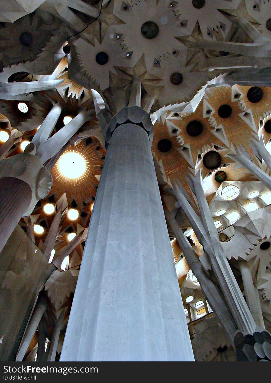 Detail inside Sagrada Familian in Barcelona - Spain. Detail inside Sagrada Familian in Barcelona - Spain