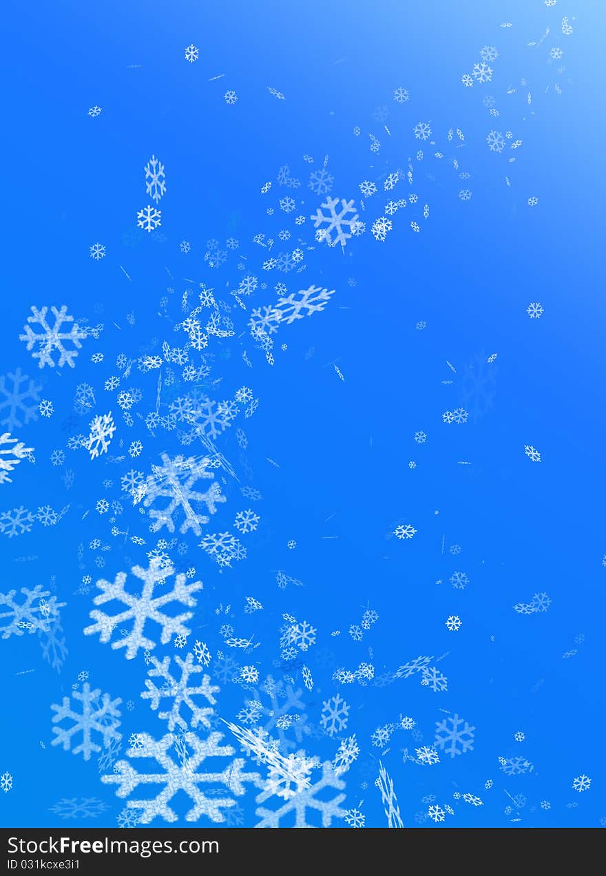 Blue Christmas background with snowflakes