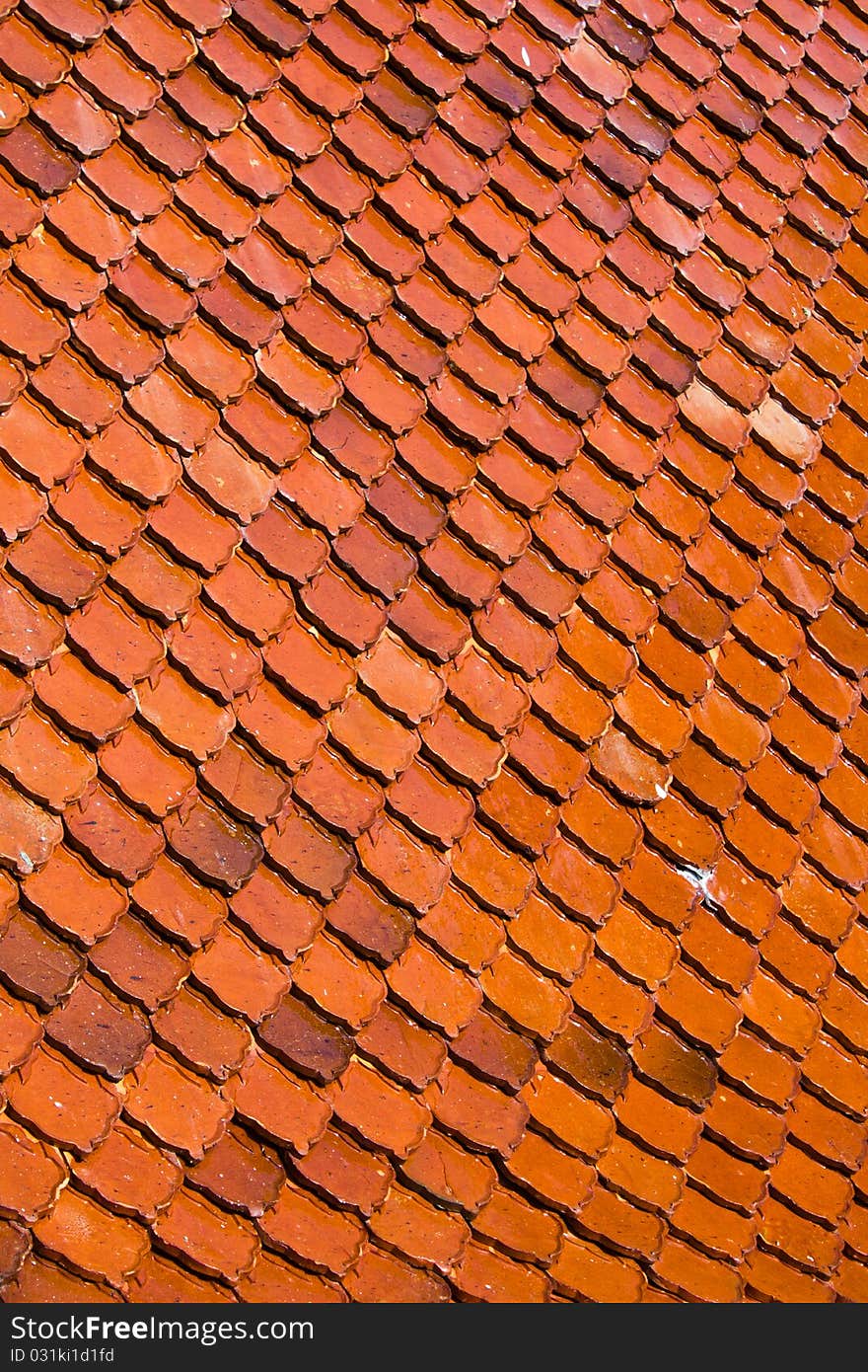 Red tile in Thai old style of temple's roof. Red tile in Thai old style of temple's roof