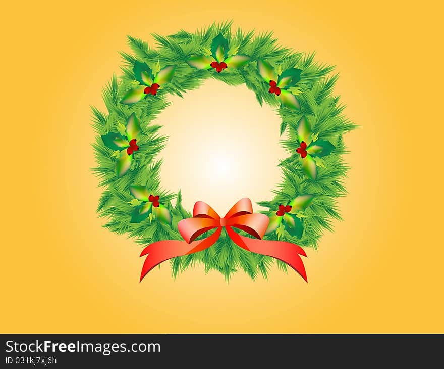 Christmas wreath with a red bow