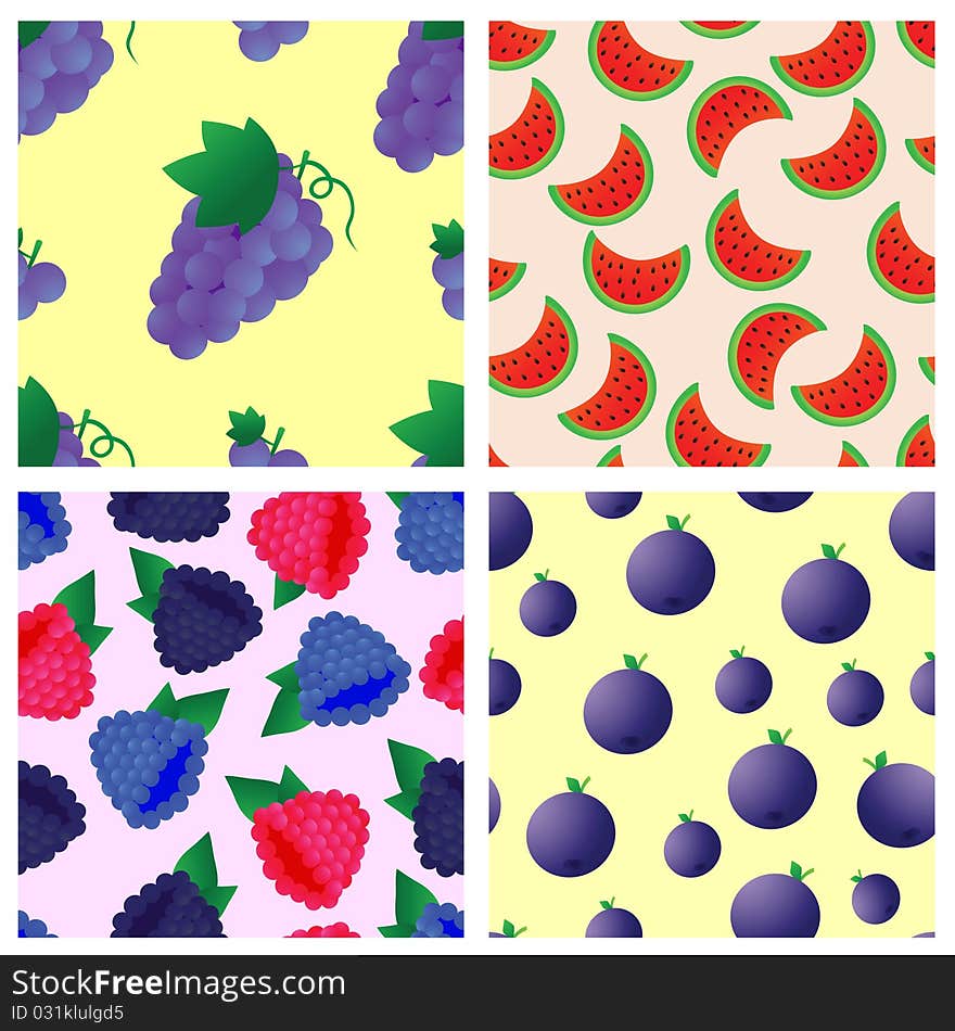 Set of four berries seamless for your design