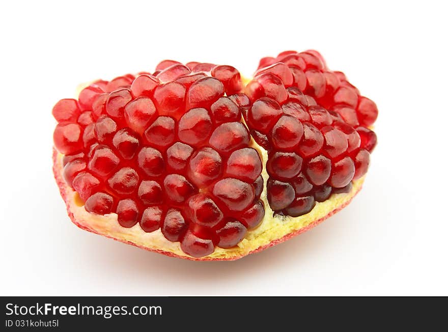 Pomegranate lobe on a white background