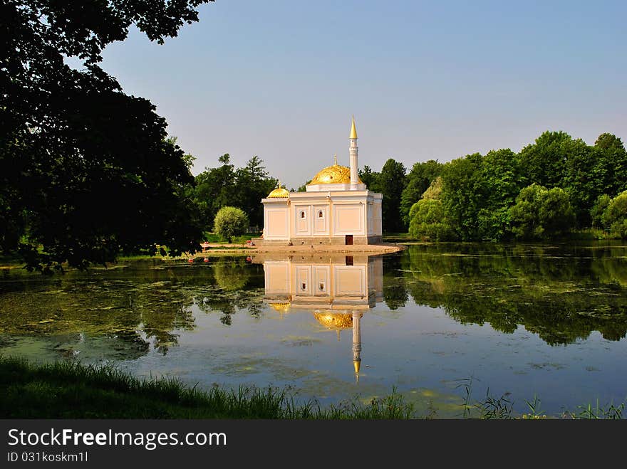 Mosque worth on coast of lake. Republic Tatarstan. Russia. Mosque worth on coast of lake. Republic Tatarstan. Russia