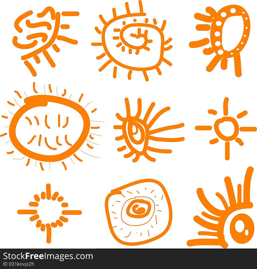 Various Orange Sun Burst Background. Various Orange Sun Burst Background