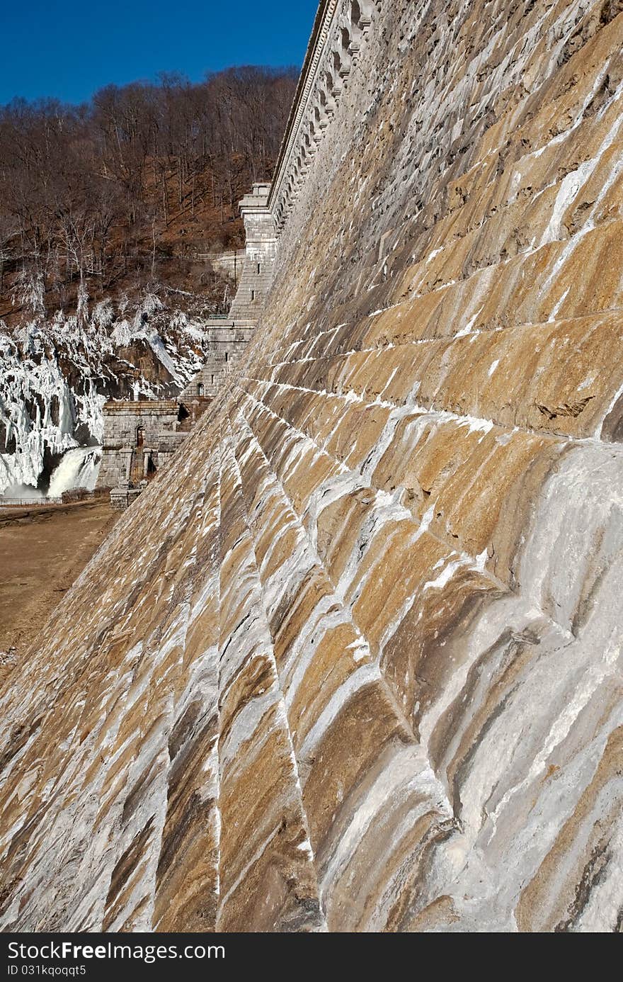 Old wall of water weir on Croton River. Old wall of water weir on Croton River