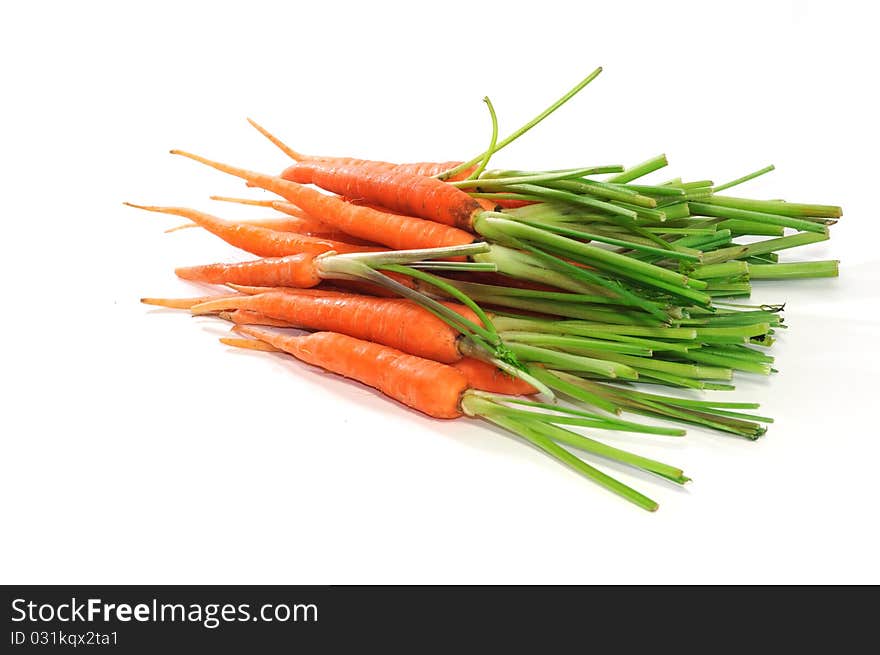 Fresh Baby Carrots Isolated on a White Background