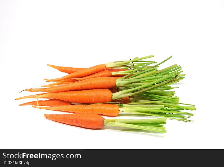 Fresh Baby Carrots Isolated on a White Background