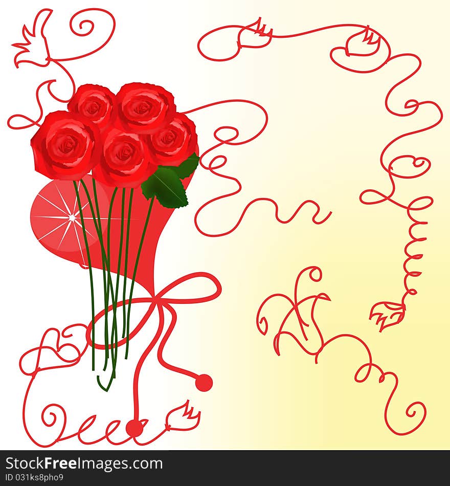 Ridiculous card with red roses and heart. Ridiculous card with red roses and heart