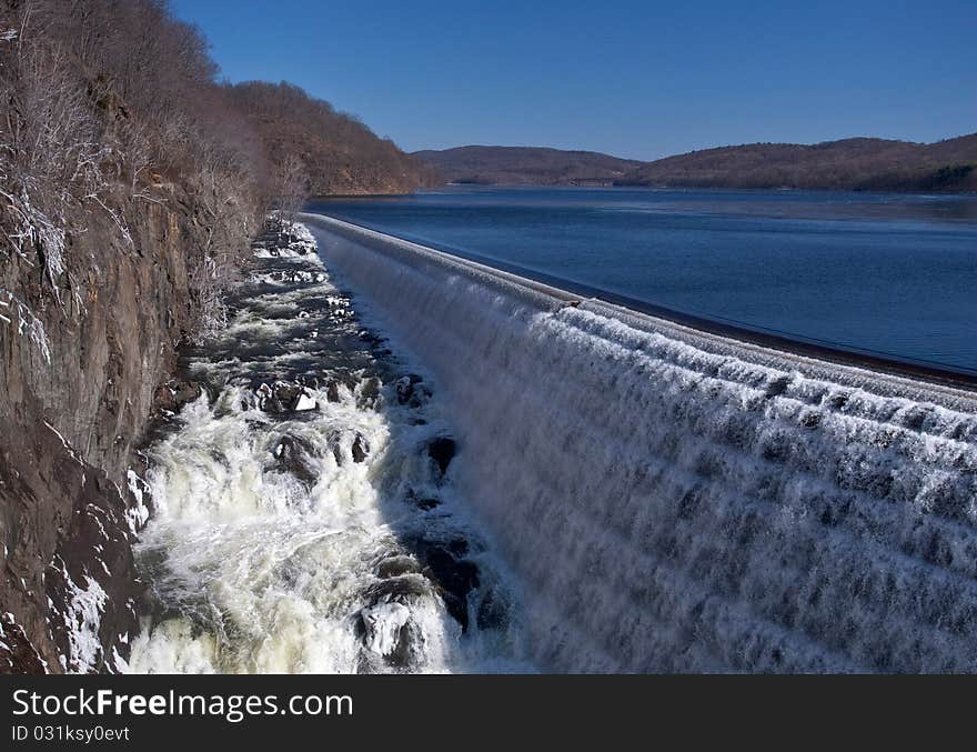 Waterfall on Croton Dam, winter