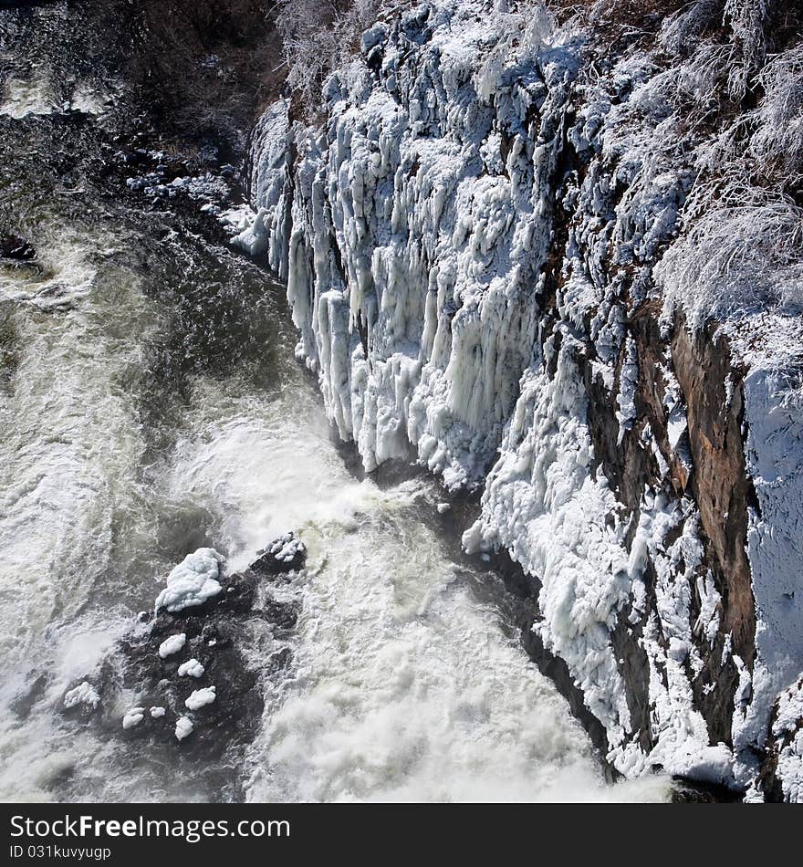 Mountain river in winter. Croton river. Mountain river in winter. Croton river.