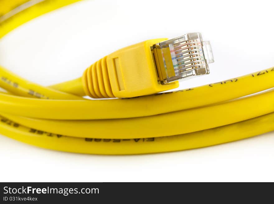 Ethernet cable on white background