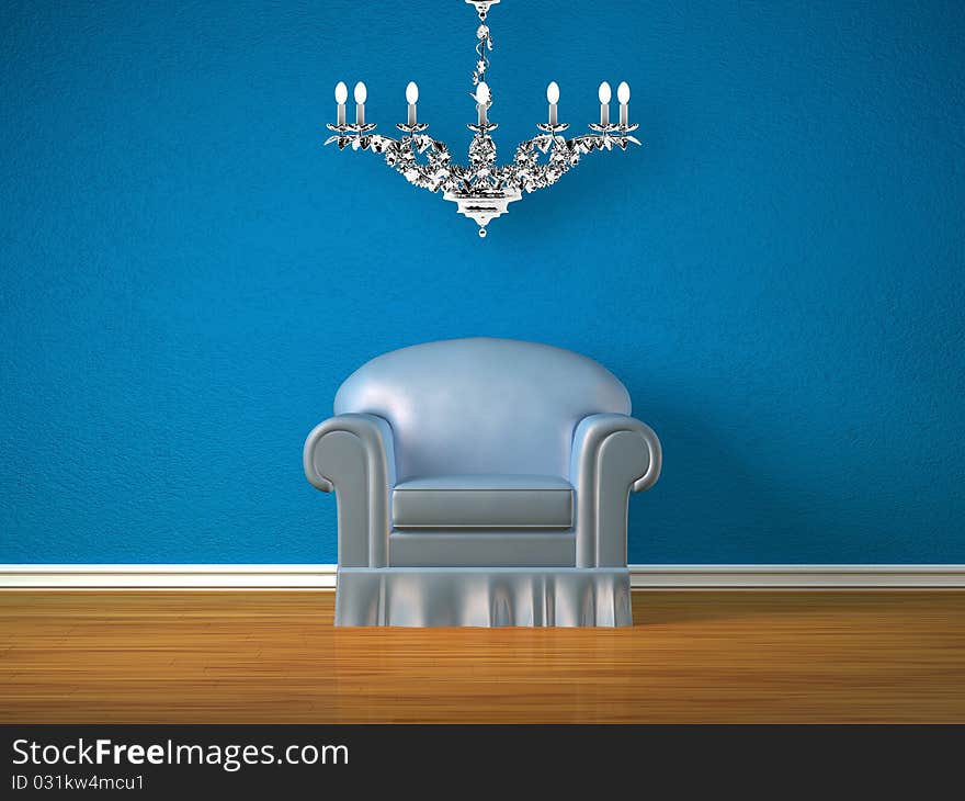 Alone chair and silver chandelier