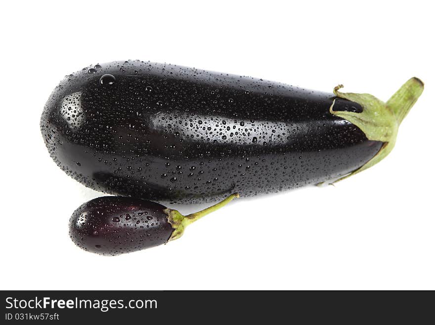 Eggplants on white background isolated