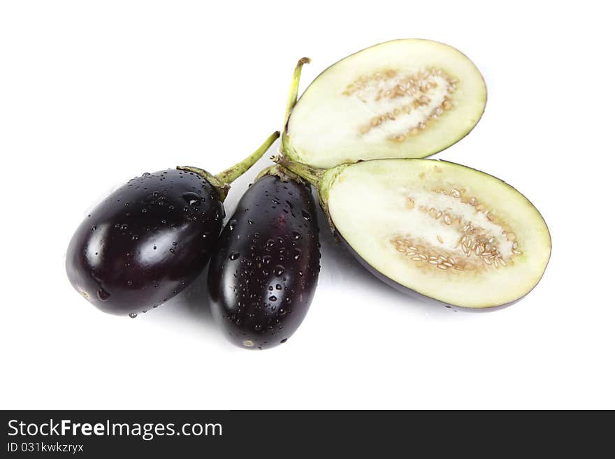 Eggplants on white background isolated