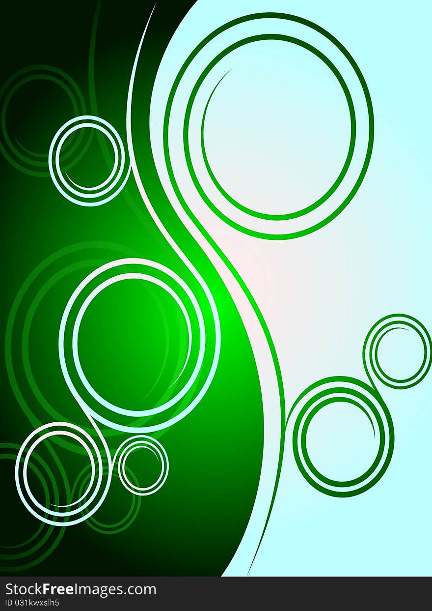 Beautiful green illustration with curl elements