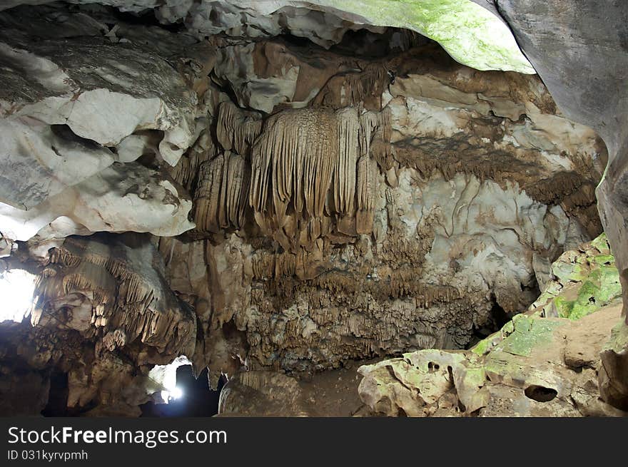 Stalactite in a thai cave