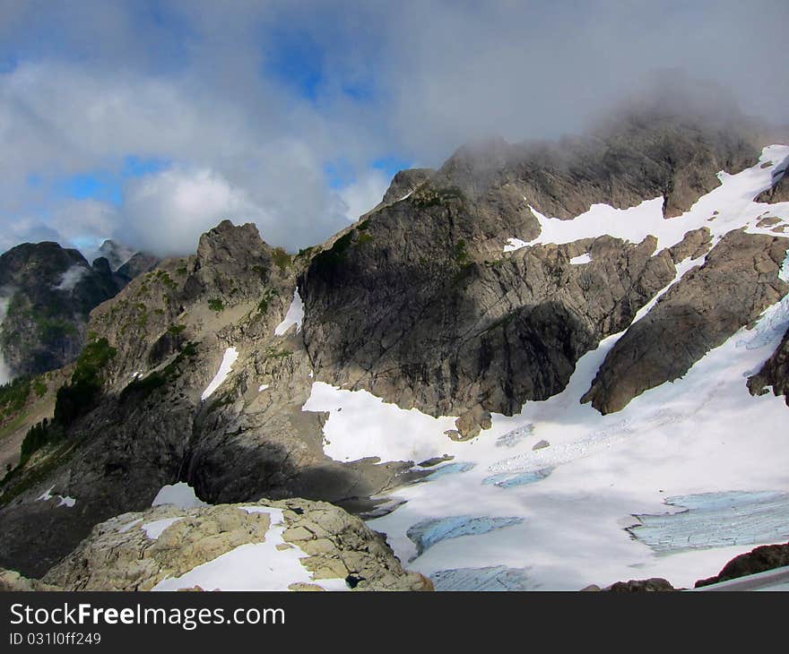 Clouds Above Queest-alb Glacier, Washington State.