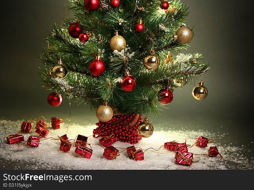 Beautiful christmas tree on dark dackground. Beautiful christmas tree on dark dackground