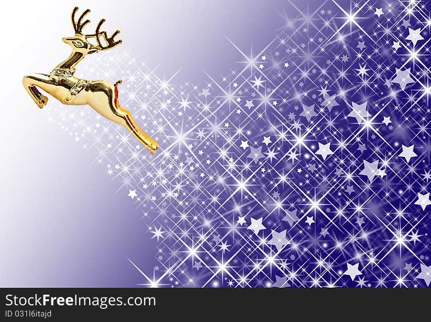 Golden Deer And Star Shape Background