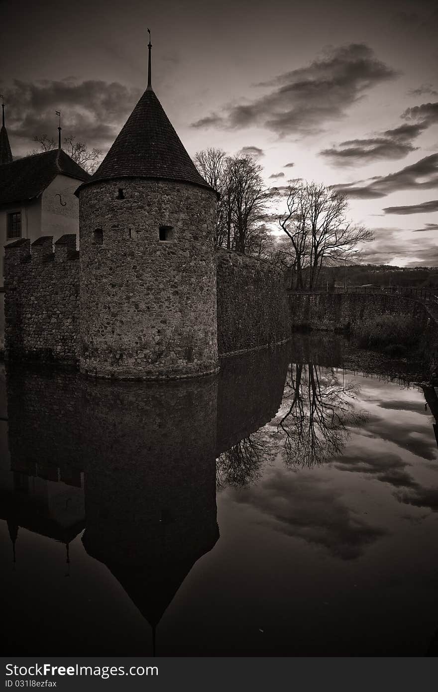 Castle Hallwyl in Switzerland at the night. Castle Hallwyl in Switzerland at the night