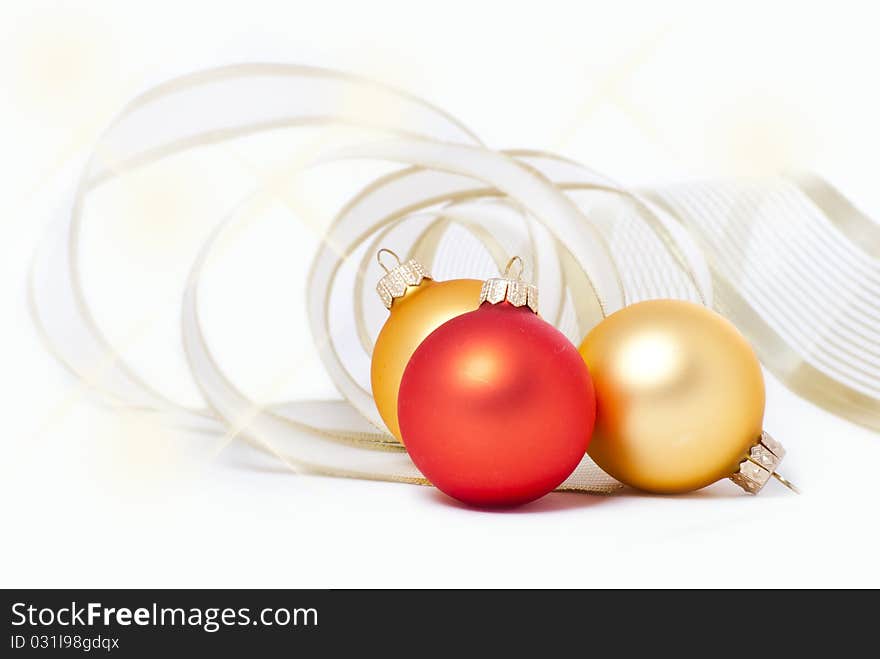 Lie on a white background Christmas holiday toys wrapped packing tape. Lie on a white background Christmas holiday toys wrapped packing tape