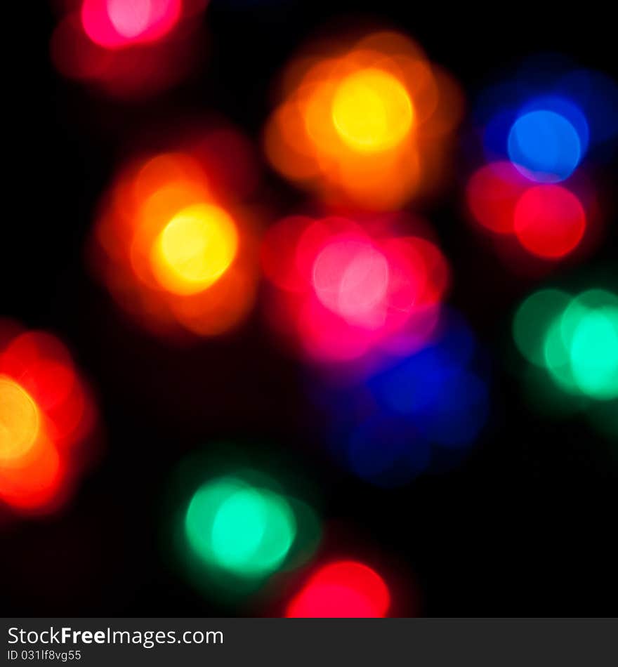 Photo of bokeh lights on black background