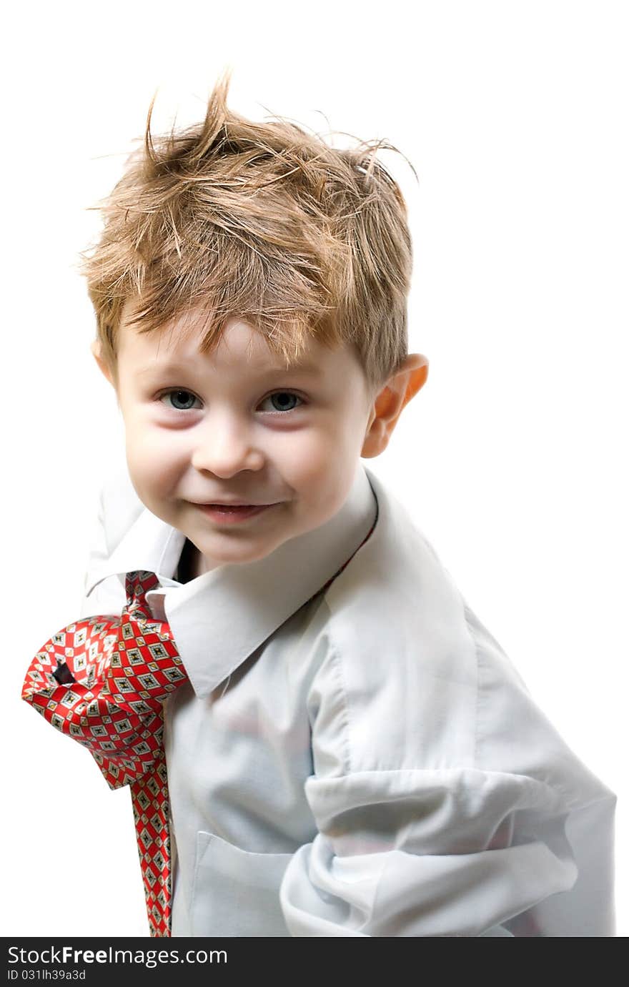 Portrait of the boy on white background