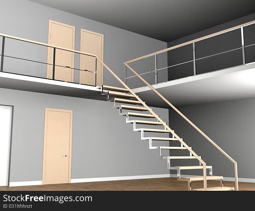 Ladder in an empty interior