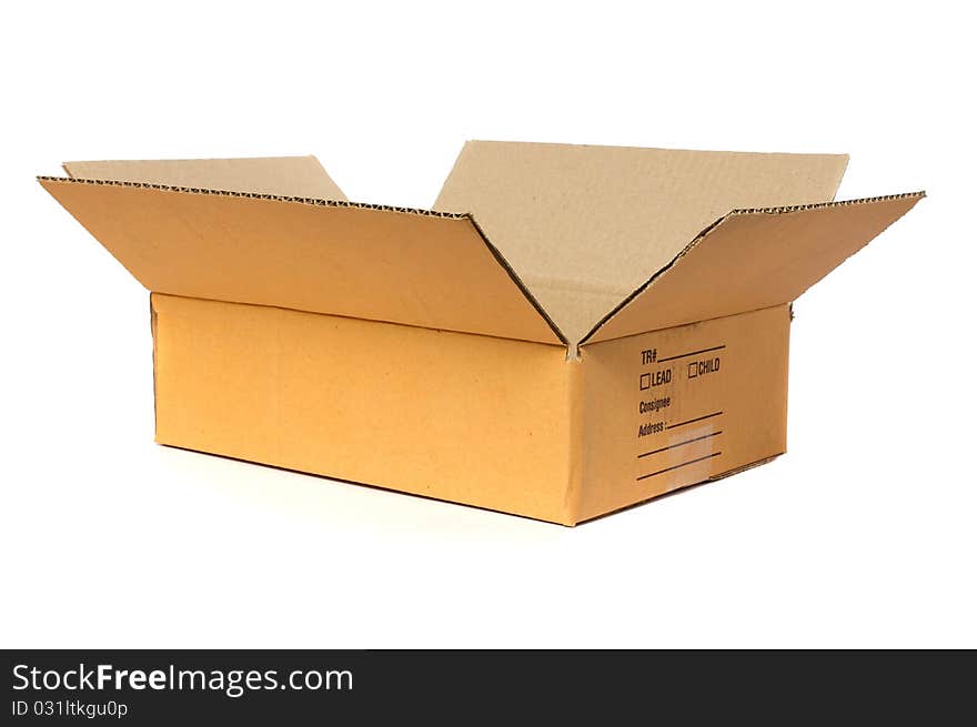 Open cardboard box container deliver and moving in isolated