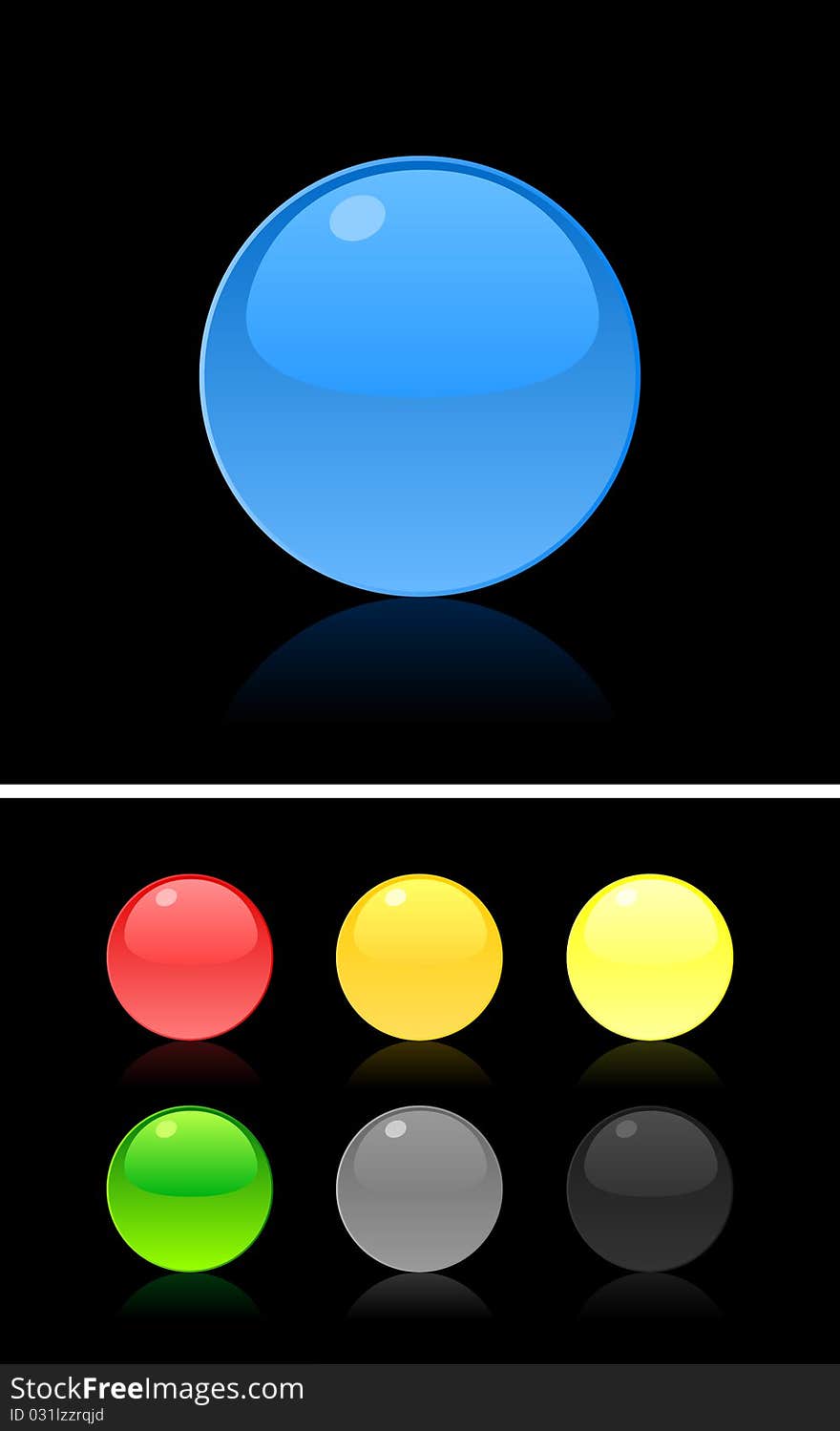 Set of buttons on a black background. A  illustration. Set of buttons on a black background. A  illustration