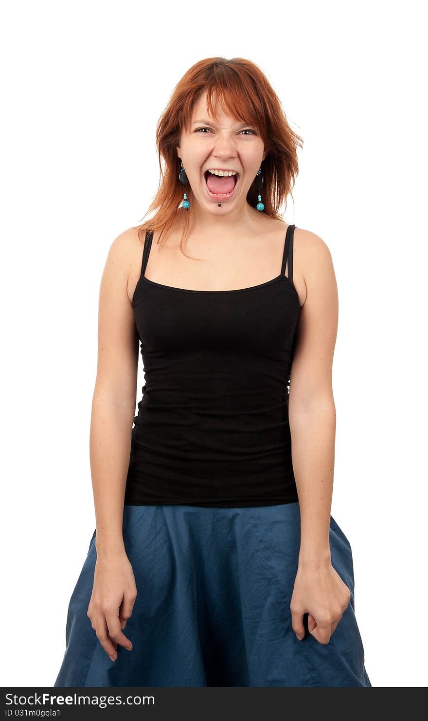 Portrait of young woman screaming. Portrait of young woman screaming