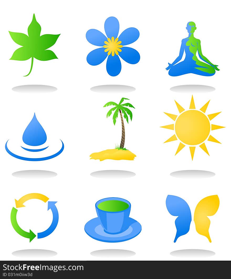 Set of icons on a theme spa. A illustration. Set of icons on a theme spa. A illustration