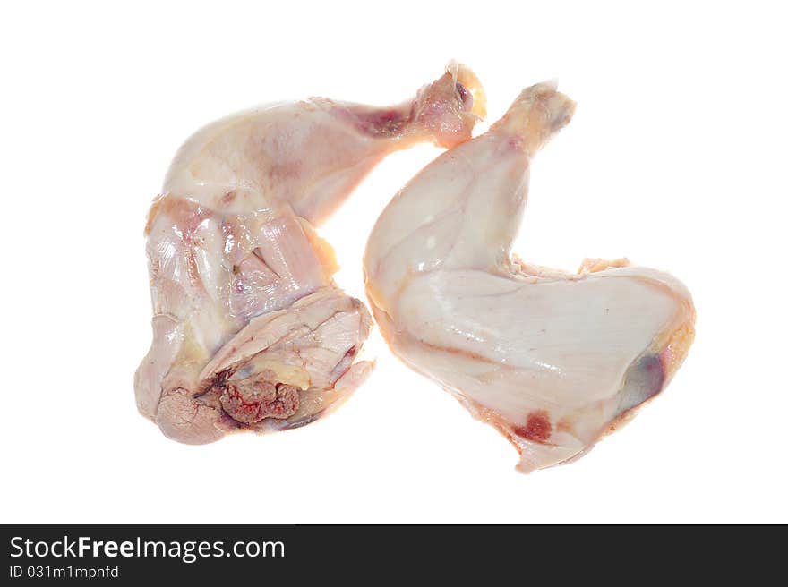 Raw Chicken Thigh And Drumstick On A White Background