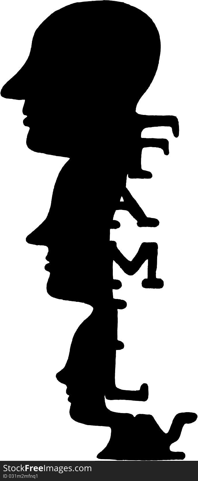 Abstract black family heads vector illustration