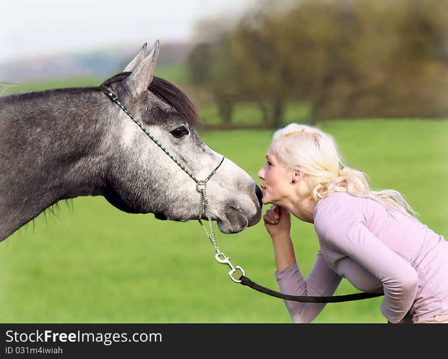 German Beauty and her asil Arabian Horse. German Beauty and her asil Arabian Horse