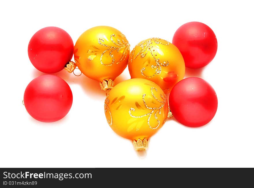 Christmas decoration yellow and red balls