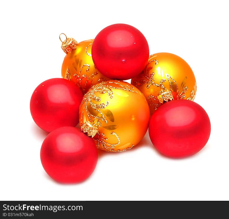 Christmas decoration yellow and red balls