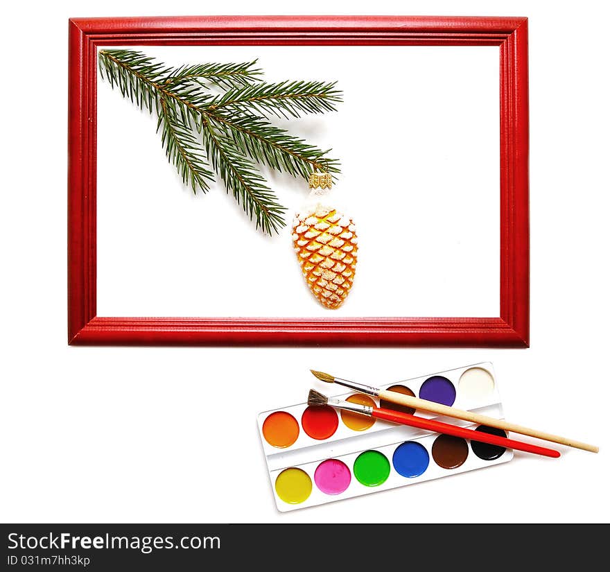 Christmas decoration in wood frame