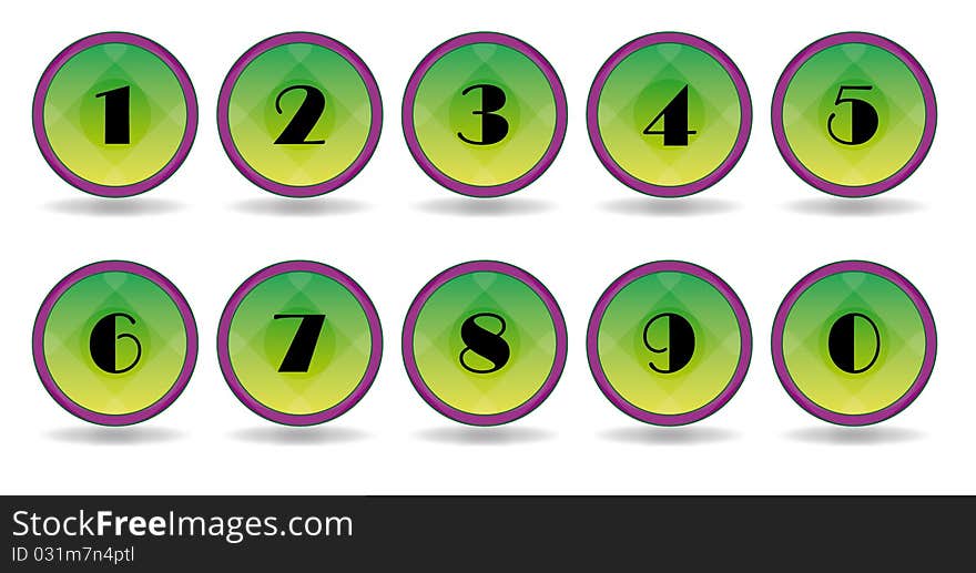 Set green number icons with border violet. Set green number icons with border violet