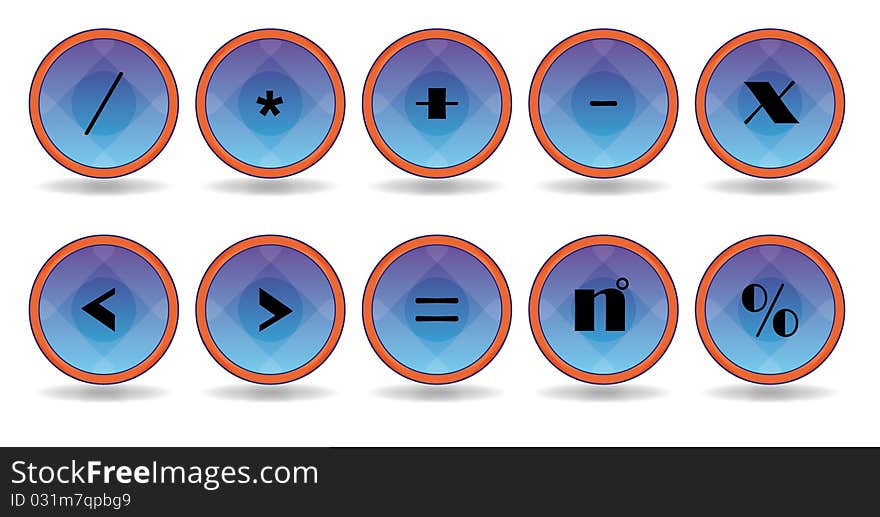 Set blue symbol icon with orange border