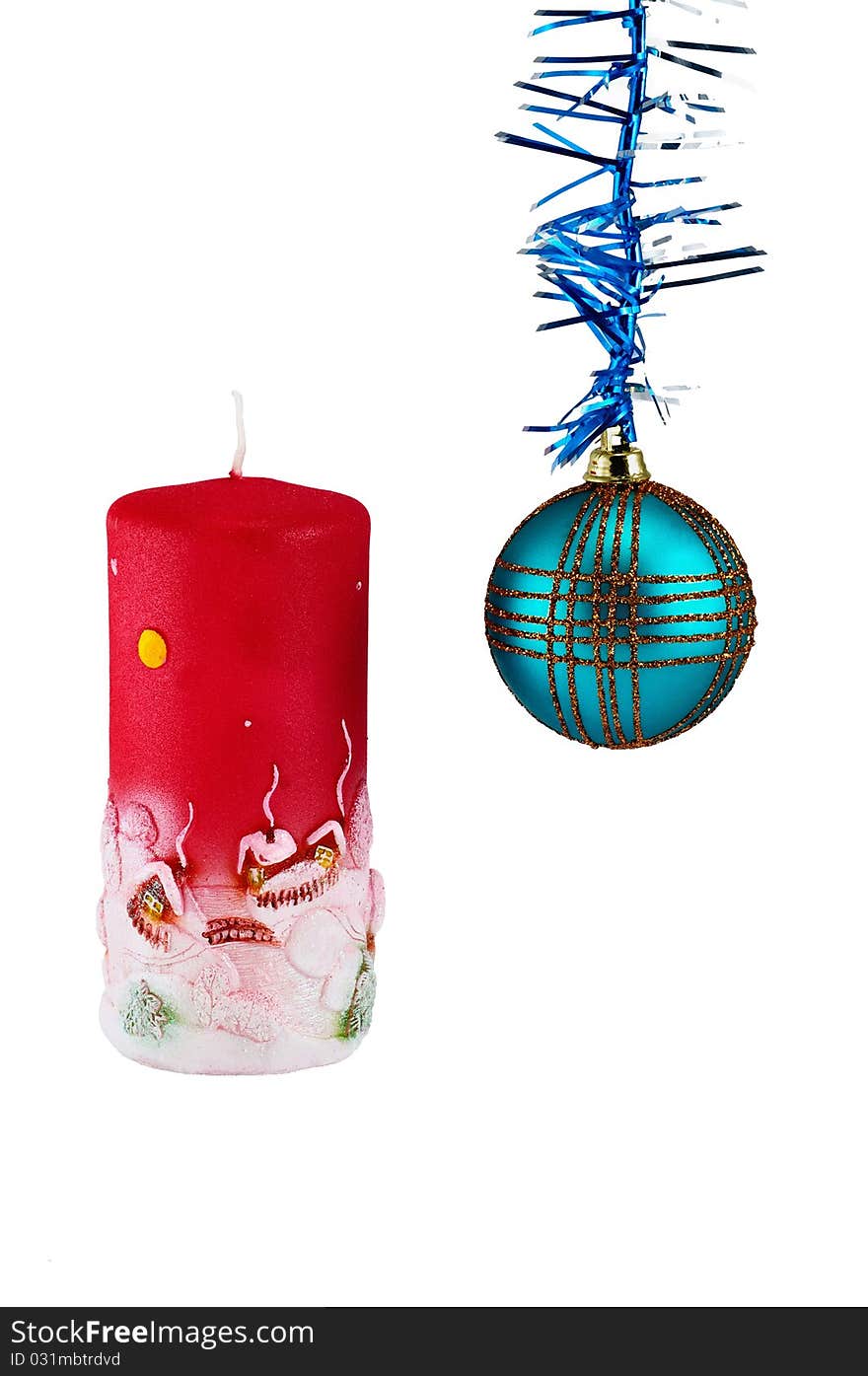 Christmas Decoration With Ball And Candle