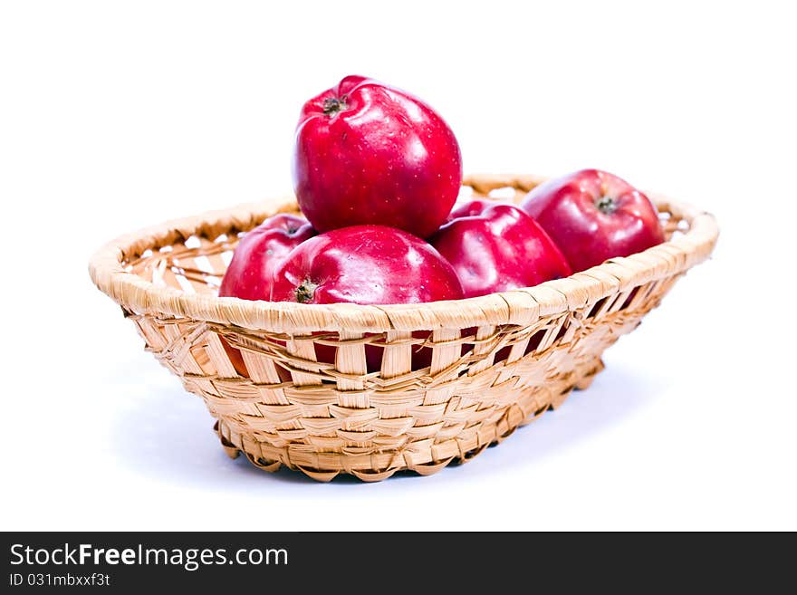 Red apples on a white background.