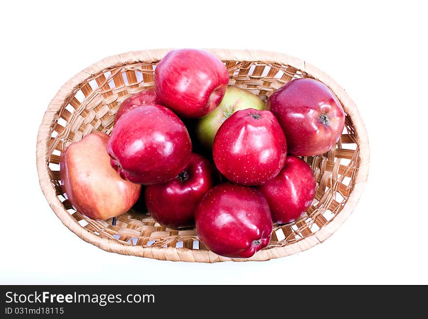 Red apples on a white background.