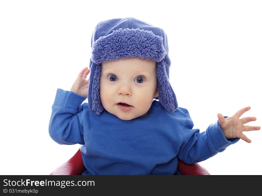 Cute baby boy with blue hat