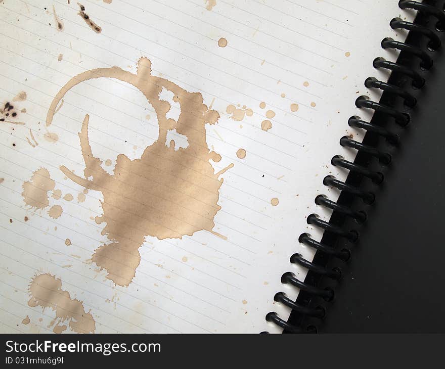 Coffee stains on blank white note book. Coffee stains on blank white note book