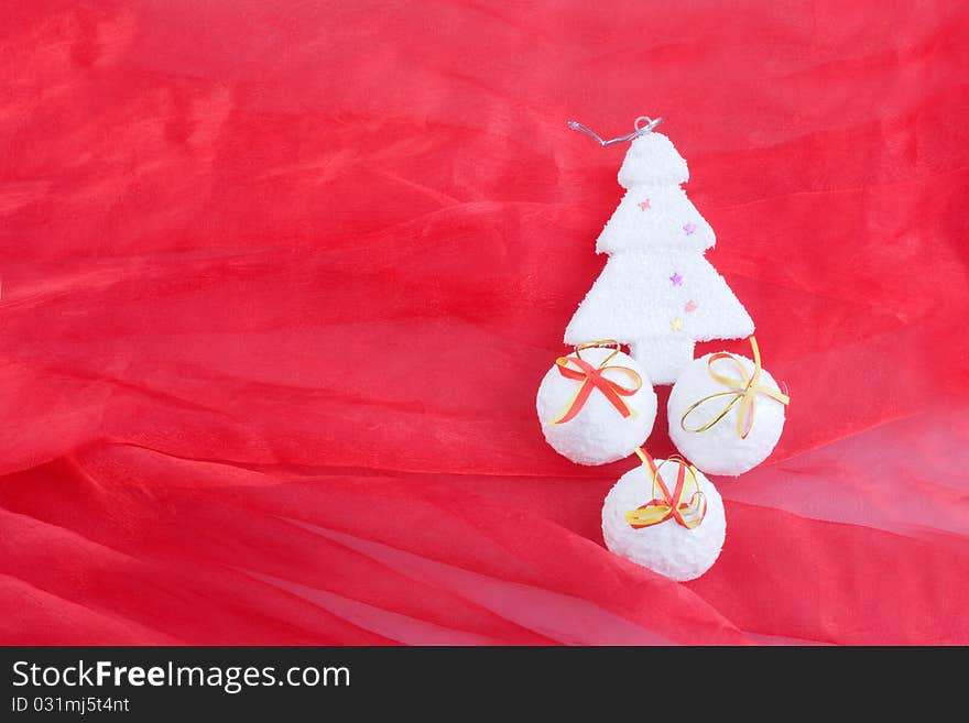 Christmas arrangement on red background